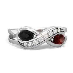 Onyx Diamond Infinity 14K White Gold ring R5390