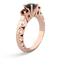 Onyx Art Deco Eternal Embrace Engagement 14K Rose Gold ring C2003