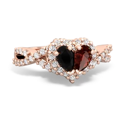 Onyx Diamond Twist 'One Heart' 14K Rose Gold ring R2640HRT