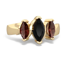 Onyx Three Peeks 14K Yellow Gold ring R2433