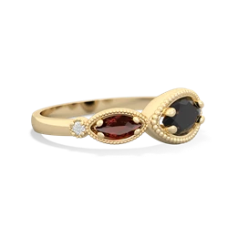 Onyx Milgrain Marquise 14K Yellow Gold ring R5700