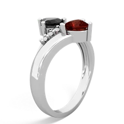 Onyx Heart To Heart 14K White Gold ring R2064