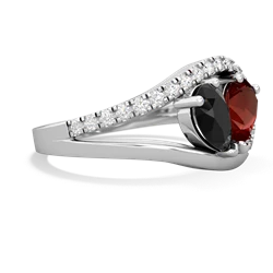 Onyx Nestled Heart Keepsake 14K White Gold ring R5650