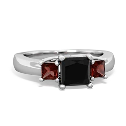 Onyx Three Stone Trellis 14K White Gold ring R4015