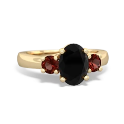 Onyx Three Stone Oval Trellis 14K Yellow Gold ring R4024