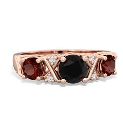 Onyx Hugs And Kisses 14K Rose Gold ring R5016