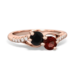 Onyx Infinity Pave Two Stone 14K Rose Gold ring R5285