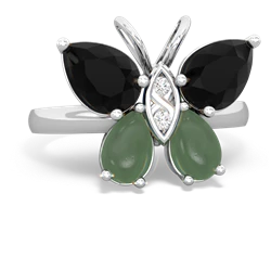 Onyx Butterfly 14K White Gold ring R2215