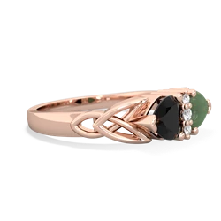 Onyx Celtic Knot Double Heart 14K Rose Gold ring R5040