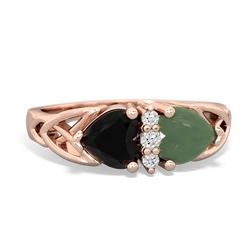 Onyx Celtic Knot Double Heart 14K Rose Gold ring R5040