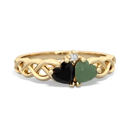 Onyx Heart To Heart Braid 14K Yellow Gold ring R5870