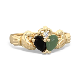 Onyx 'Our Heart' Claddagh 14K Yellow Gold ring R2388