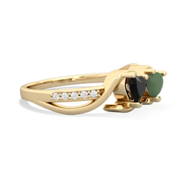 Onyx Side By Side 14K Yellow Gold ring R3090