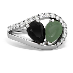 Onyx Nestled Heart Keepsake 14K White Gold ring R5650