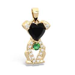 Onyx Puppy Love 14K Yellow Gold pendant P5800