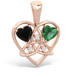 Onyx Celtic Trinity Heart 14K Rose Gold pendant P5331