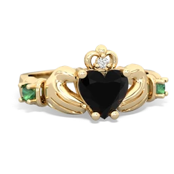 Onyx Claddagh Keepsake 14K Yellow Gold ring R5245