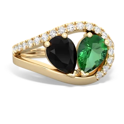 Onyx Nestled Heart Keepsake 14K Yellow Gold ring R5650