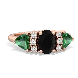 Onyx Antique Style Three Stone 14K Rose Gold ring R2186