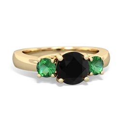 Onyx Three Stone Round Trellis 14K Yellow Gold ring R4018