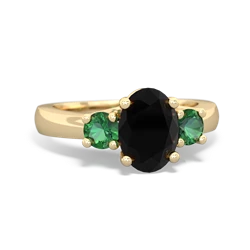 Onyx Three Stone Oval Trellis 14K Yellow Gold ring R4024