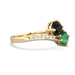 Onyx Channel Set Two Stone 14K Yellow Gold ring R5303