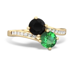 Onyx Channel Set Two Stone 14K Yellow Gold ring R5303