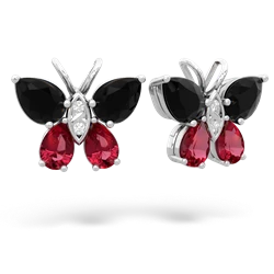 Onyx Butterfly 14K White Gold earrings E2215