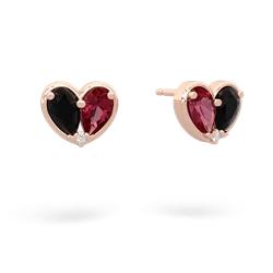 Onyx 'Our Heart' 14K Rose Gold earrings E5072