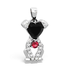 Onyx Puppy Love 14K White Gold pendant P5800