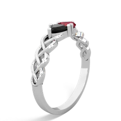 Onyx Heart To Heart Braid 14K White Gold ring R5870