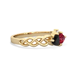 Onyx Heart To Heart Braid 14K Yellow Gold ring R5870