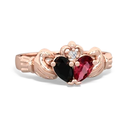 Onyx 'Our Heart' Claddagh 14K Rose Gold ring R2388