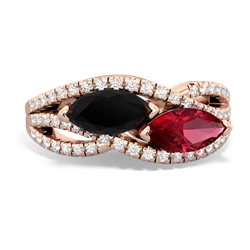 Onyx Diamond Rivers 14K Rose Gold ring R3070