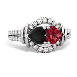 Onyx Art-Deco Keepsake 14K White Gold ring R5630