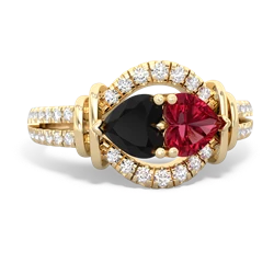 Onyx Art-Deco Keepsake 14K Yellow Gold ring R5630