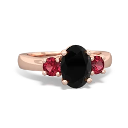 Onyx Three Stone Oval Trellis 14K Rose Gold ring R4024