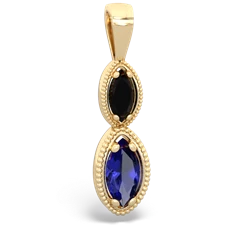 Onyx Antique-Style Halo 14K Yellow Gold pendant P5700