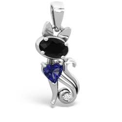 Onyx Kitten 14K White Gold pendant P5780