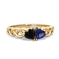 Onyx Heart To Heart Braid 14K Yellow Gold ring R5870