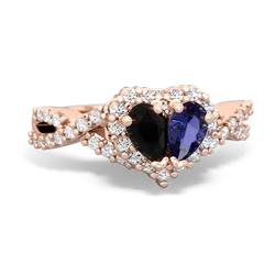 Onyx Diamond Twist 'One Heart' 14K Rose Gold ring R2640HRT