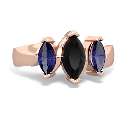 Onyx Three Peeks 14K Rose Gold ring R2433