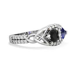 Onyx Sparkling Celtic Knot 14K White Gold ring R2645