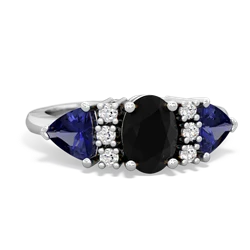 Onyx Antique Style Three Stone 14K White Gold ring R2186