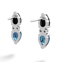 Onyx Bowtie Drop 14K White Gold earrings E0865