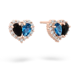 Onyx Halo 14K Rose Gold earrings E7008