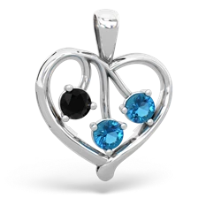 Onyx Glowing Heart 14K White Gold pendant P2233