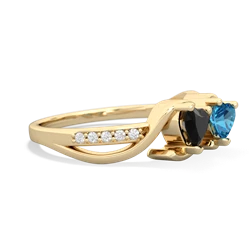 Onyx Side By Side 14K Yellow Gold ring R3090