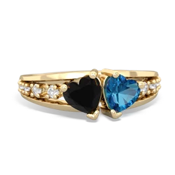 Onyx Heart To Heart 14K Yellow Gold ring R3342