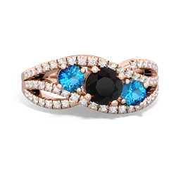 Onyx Three Stone Aurora 14K Rose Gold ring R3080